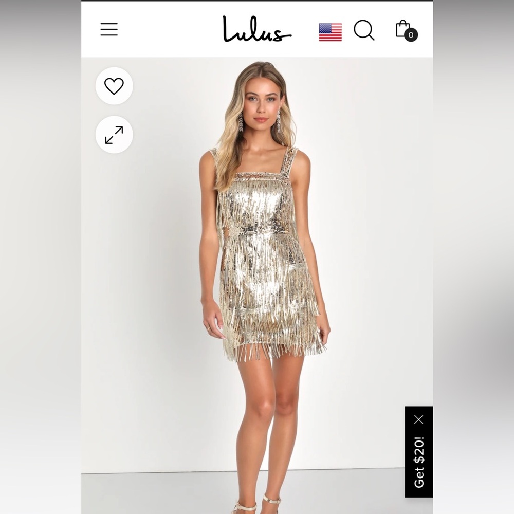 Lulus Fringe Fashion Gold Sequin Fringe Bodycon Mini Dress 
X-Large / Gold